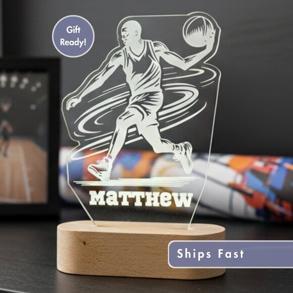 Personalized Basketball LED Night Light – Fun Sports Decor for Any Room - Picture 1 of 8